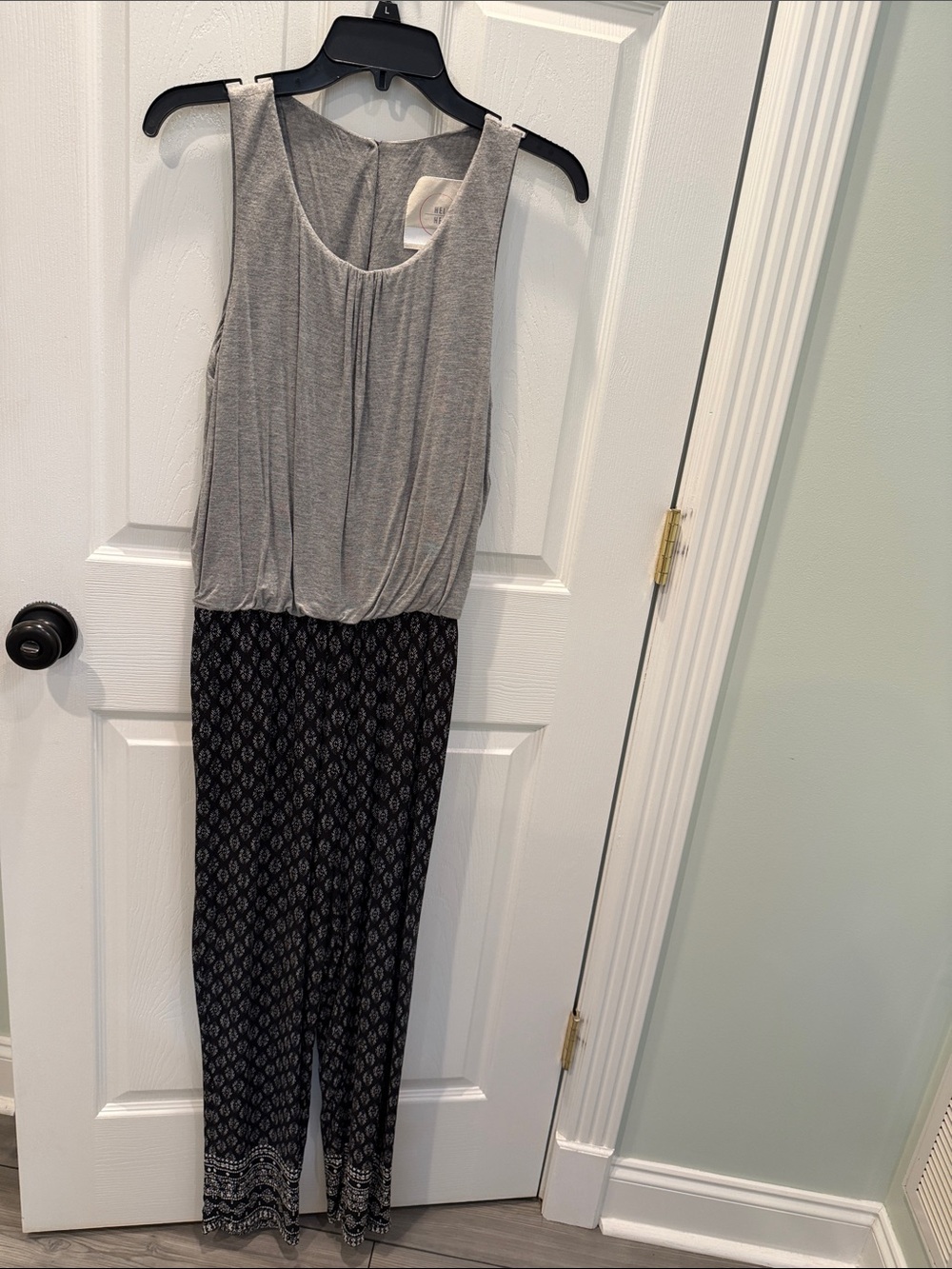 Anthropologie Gray & Black Patterned Jumpsuit size MP